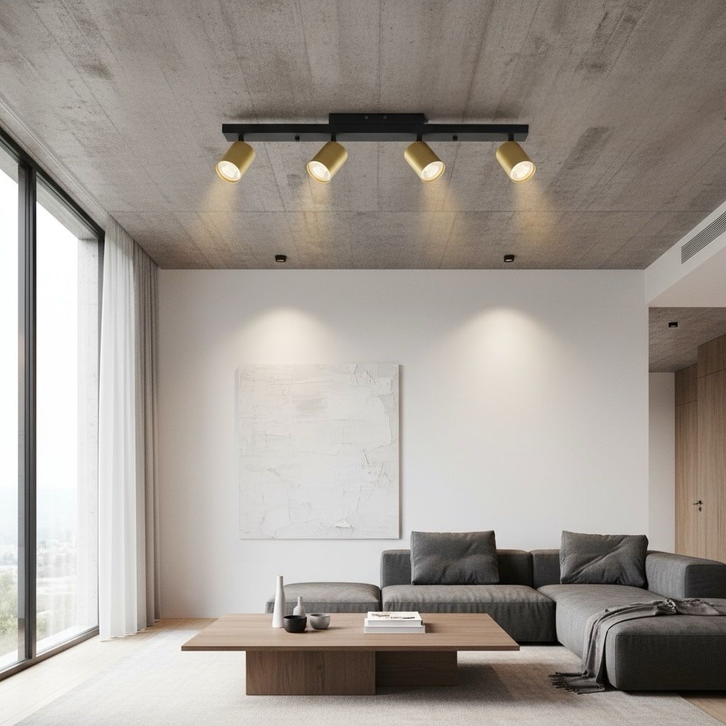 Lustra Negru & Auriu Liniara cu 4 Spoturi Reglabile 4xGU10 Lighting Fixtures