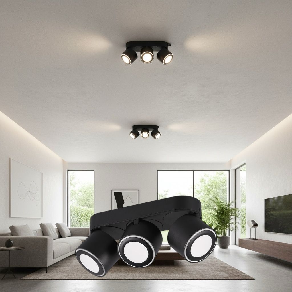 Spot LED Premium Aplicat Orientabil Dreptunghiular 3x450lm Negru 3 Moduri de Iluminare led ceiling light