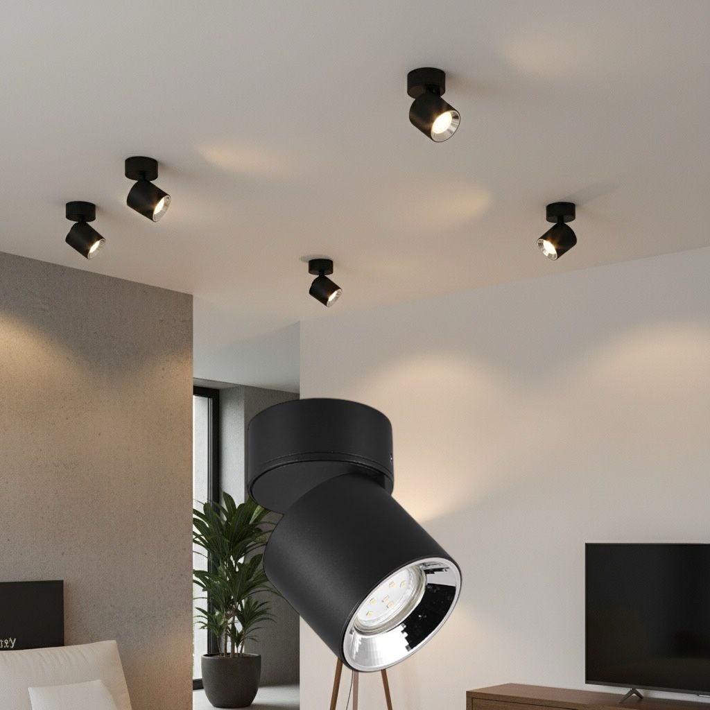 Spot LED Cilindric Aplicat Negru Dulie GU10 Ø8.7x12CM led ceiling light