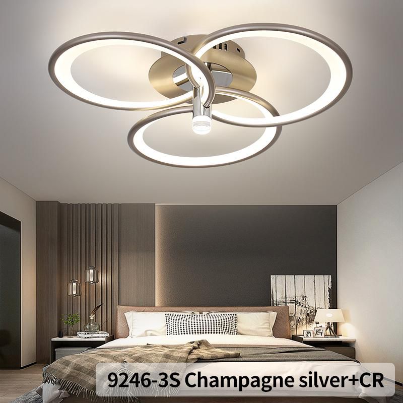 Lustra LED CHAMPAGNE Silver 3 Circles Echivalent 450W Telecomanda Lighting Fixtures