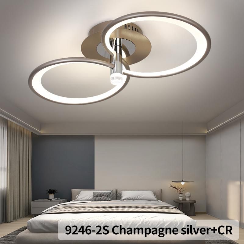 Lustra LED CHAMPAGNE Silver 2 Circles Echivalent 300W Telecomanda Lighting Fixtures