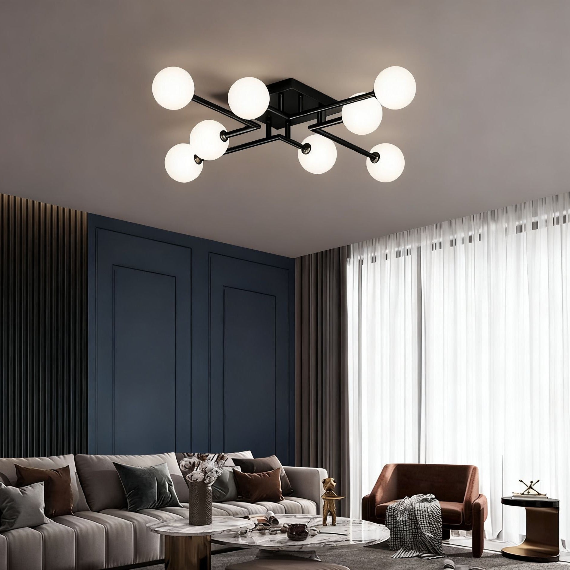 Lustra Maxi STREVA Black Abajur MAT 8xE27 Chandeliers