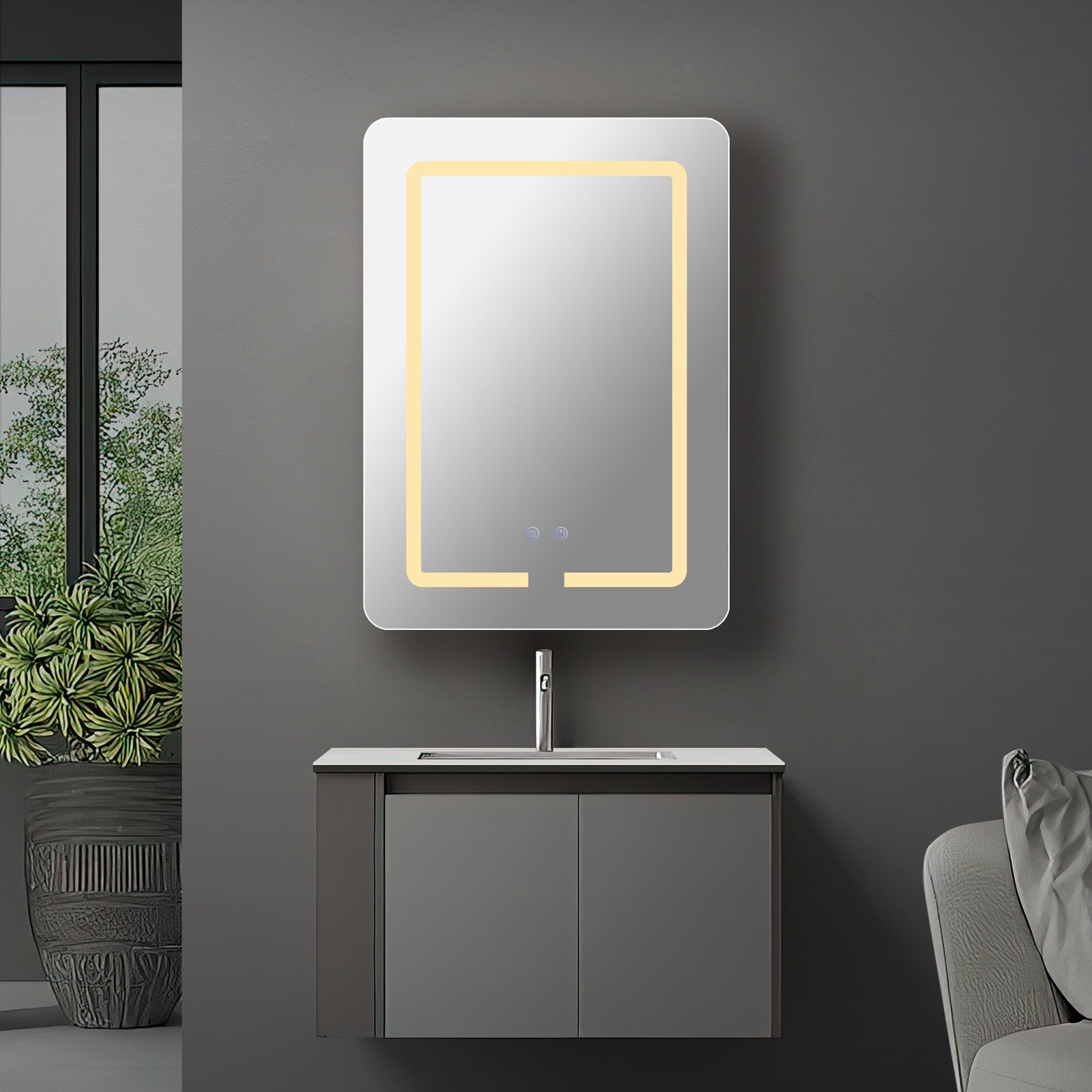 Dulap Baie Cu Oglinda LED Touch si Dezaburire 50x70cm LED MIRROR