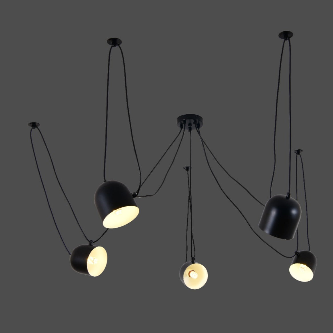 Lustra Moderna Custom Form Black Bowls 5xE27