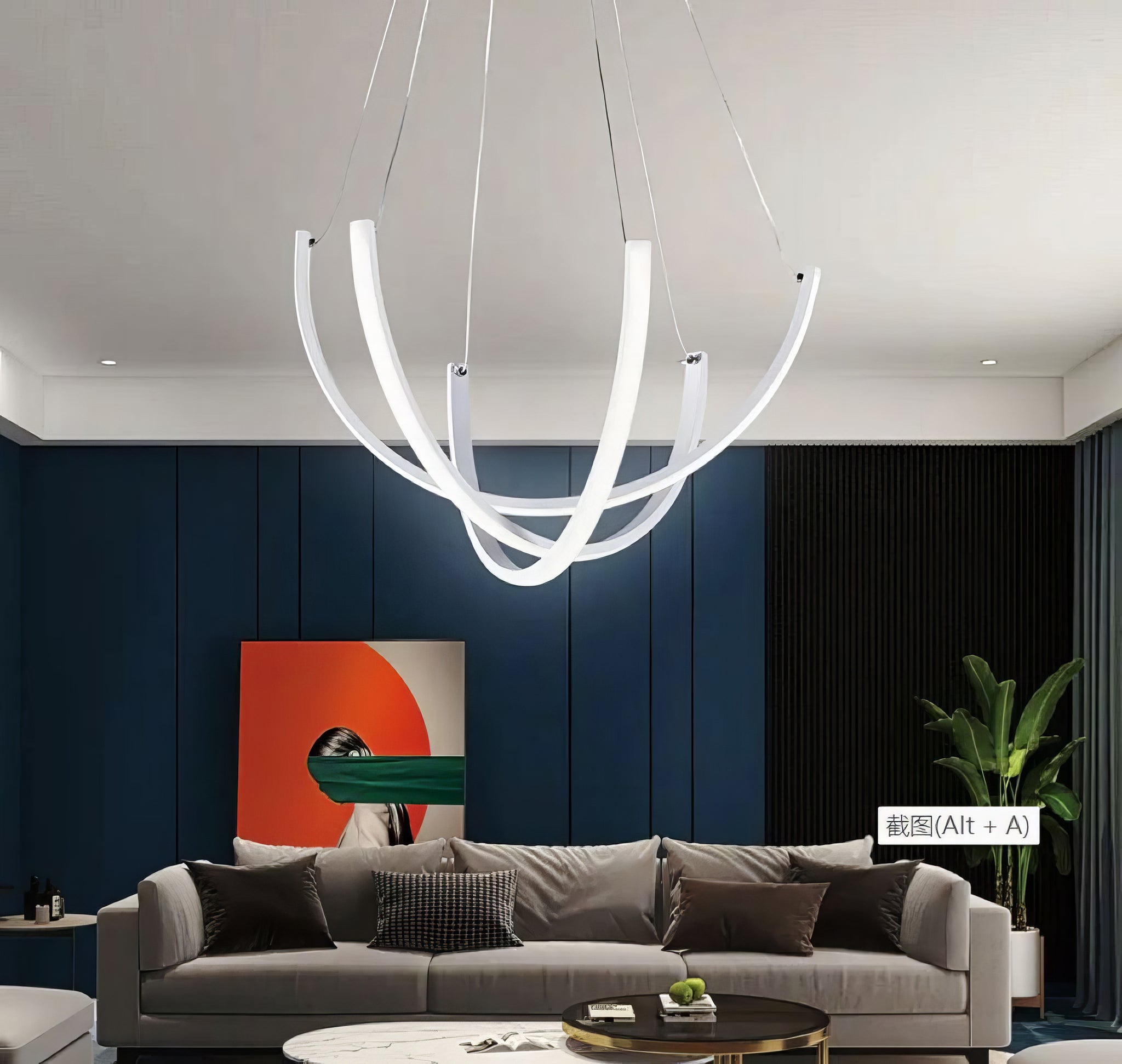 Lustra LED Suspendata NOVIQ Alba Echivalent 600W Telecomanda