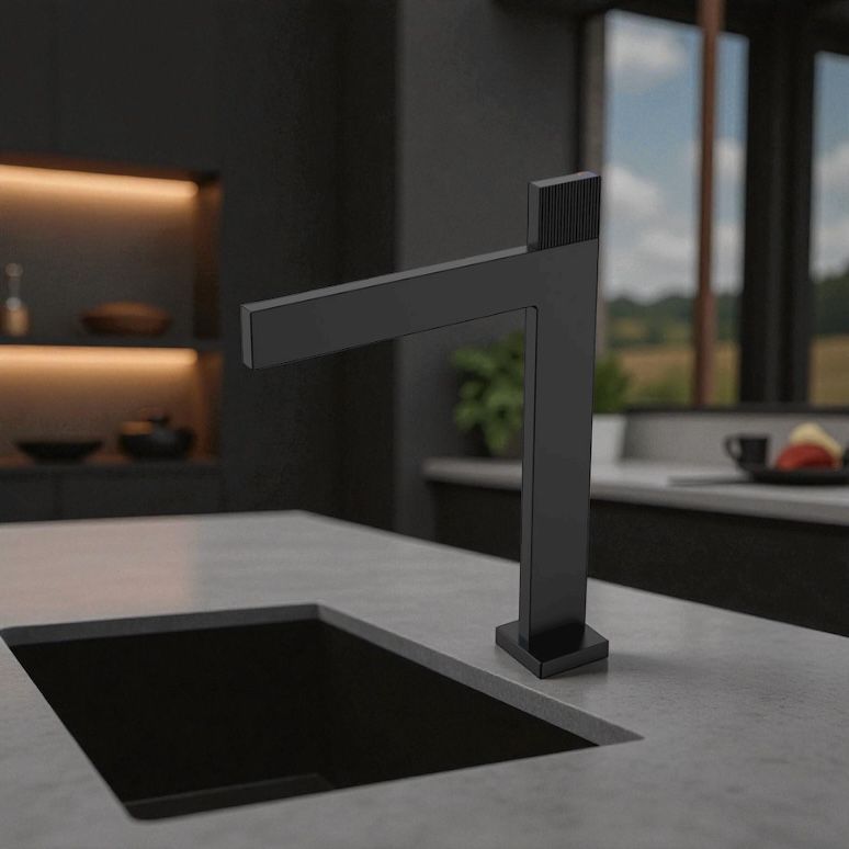 Baterie De Lavoar Inalta Modern Negru