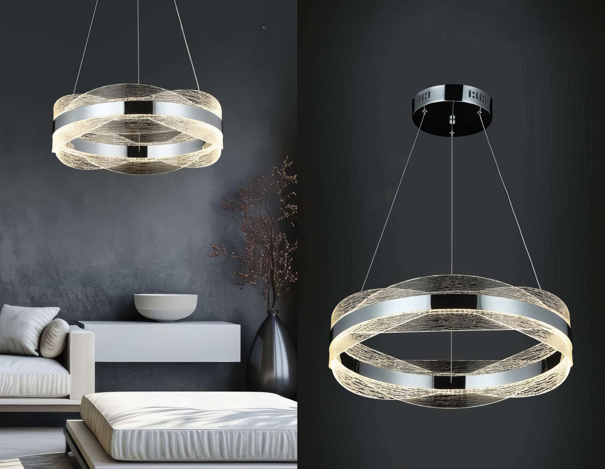 Lustra LED Suspendata ENYA Crom Telecomanda