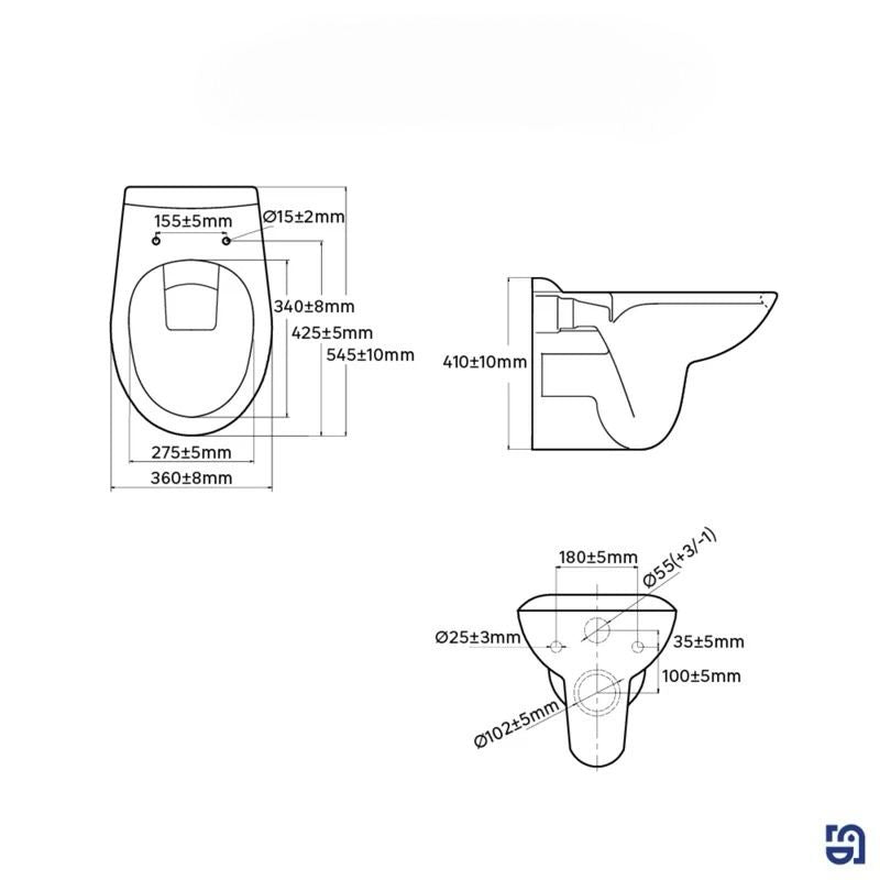 Vas WC Suspendat MONTE White 55 x 41 x 36 CM