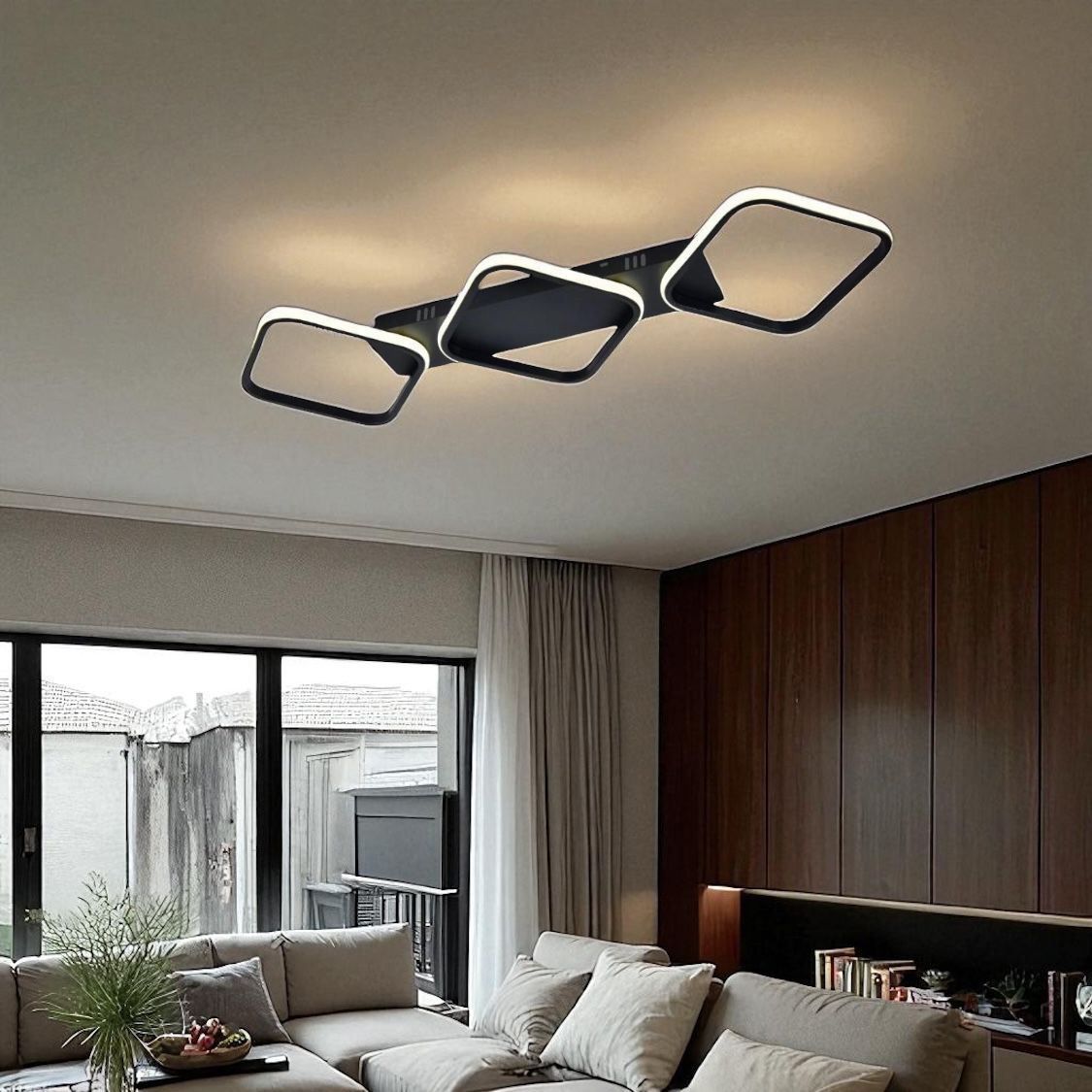 Lustra LED Lumara Black Echivalent 300W Telecomanda NEAGRA / SQUARE DESIGN / 83CM Lighting Fixtures