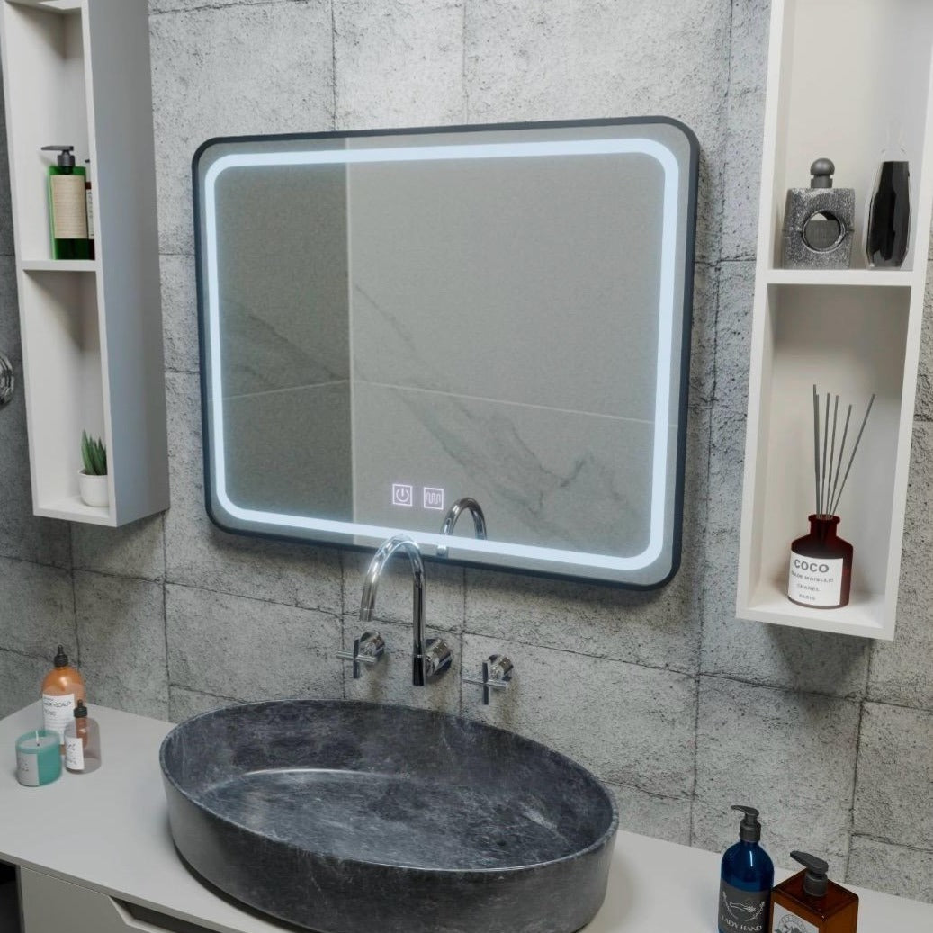 Oglinda LED 80x60cm Functie Dezaburire si Touch NEAGRA / 80X60CM LED MIRROR