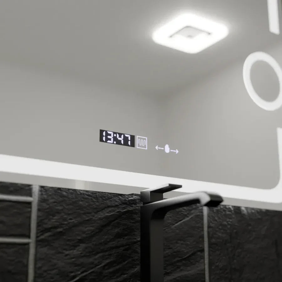 Oglinda LED 80x60cm SENZOR 3 Lumini Dezaburire Dimare Ceas si Termometru LED MIRROR