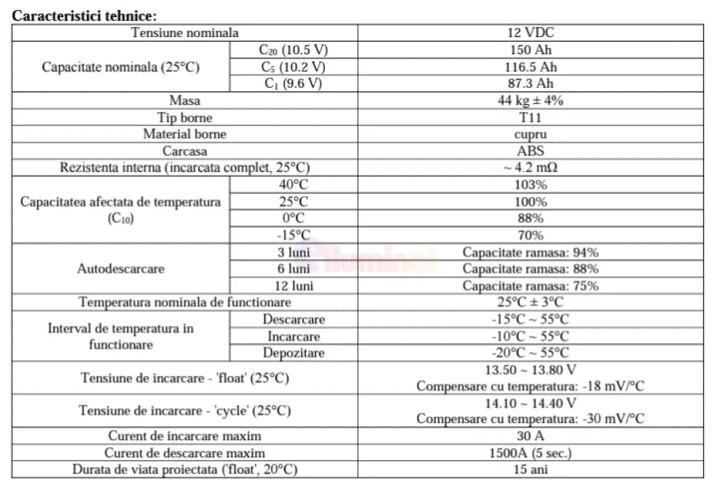 Acumulator Solar Gel Uptec 12V 150Ah Baterie Solar Energy Kits