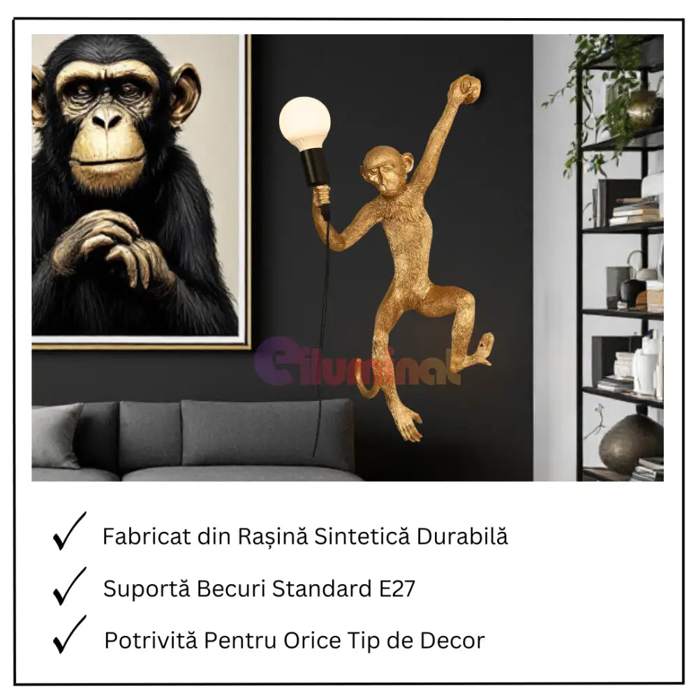 Aplica 1x27 Monkey Gold AURIE / APLICA PERETE Wall Light Fixtures