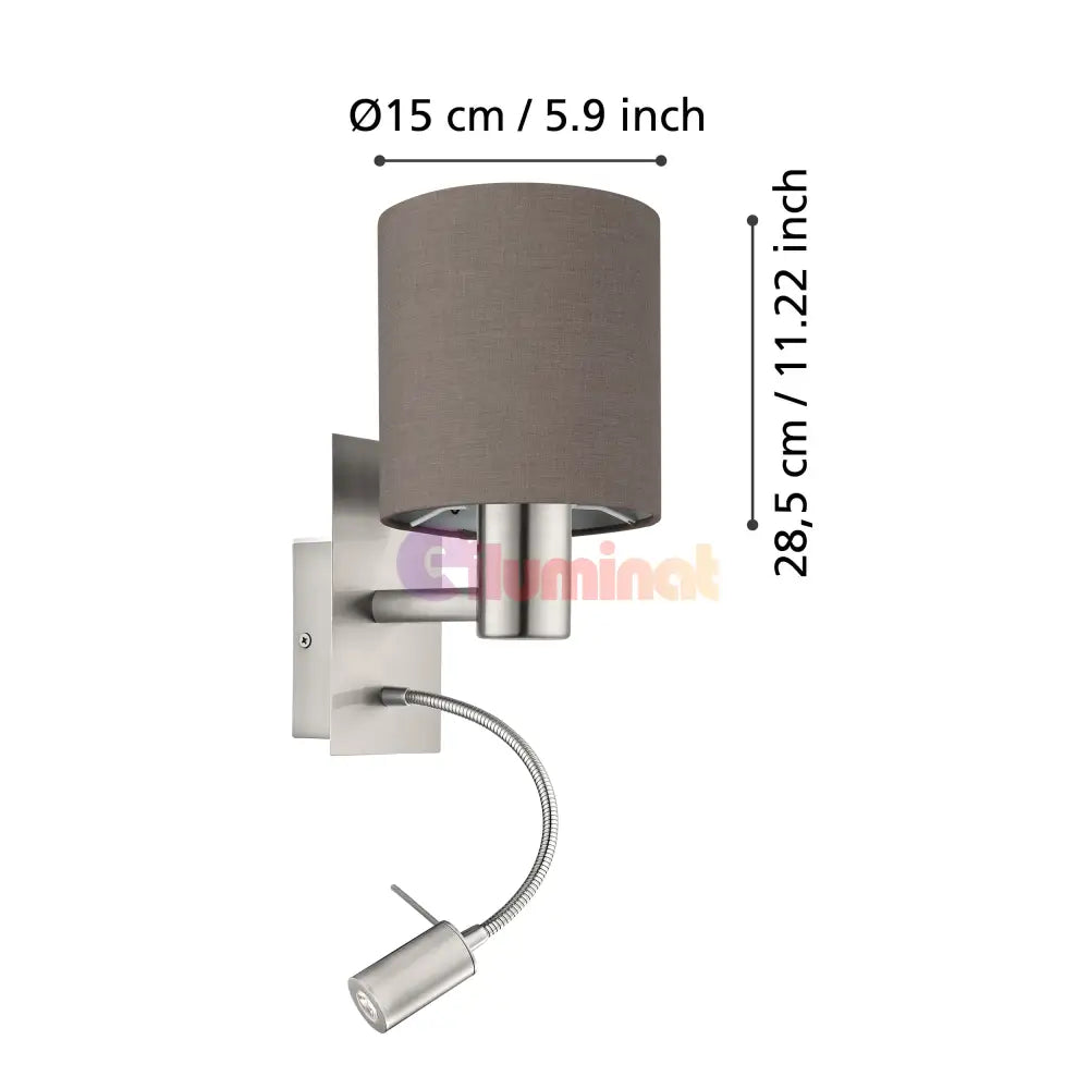 Aplica 1x40W + 1x3,8W PASTERI EGLO 96481 APLICA / ARGINTIE led ceiling light
