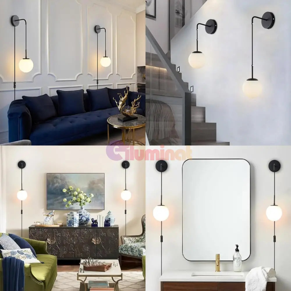 Aplica Ajustabila Nordic Style Black Abajur Mat NEAGRA / ABAJUR / APLICA PERETE Wall Light Fixtures