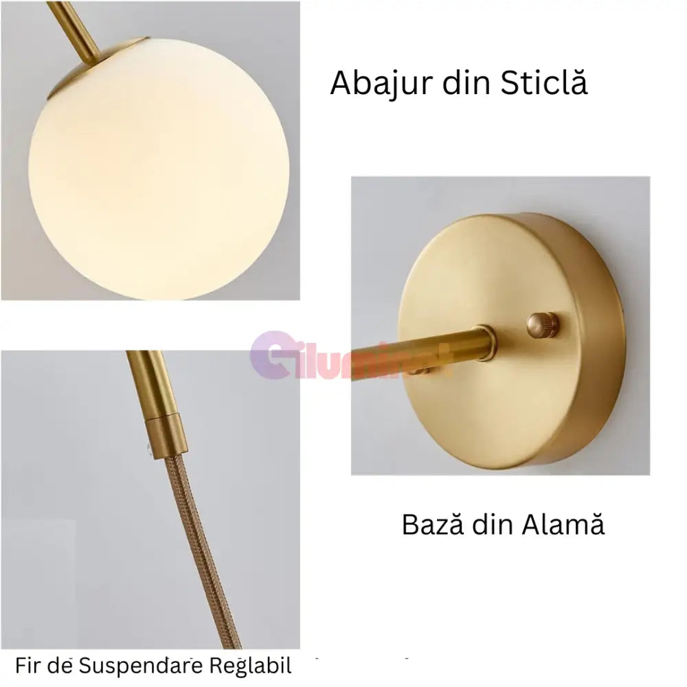 Aplica Ajustabila Slim Nordic Style Gold Abajur Mat AURIE / ABAJUR / APLICA PERETE Wall Light Fixtures