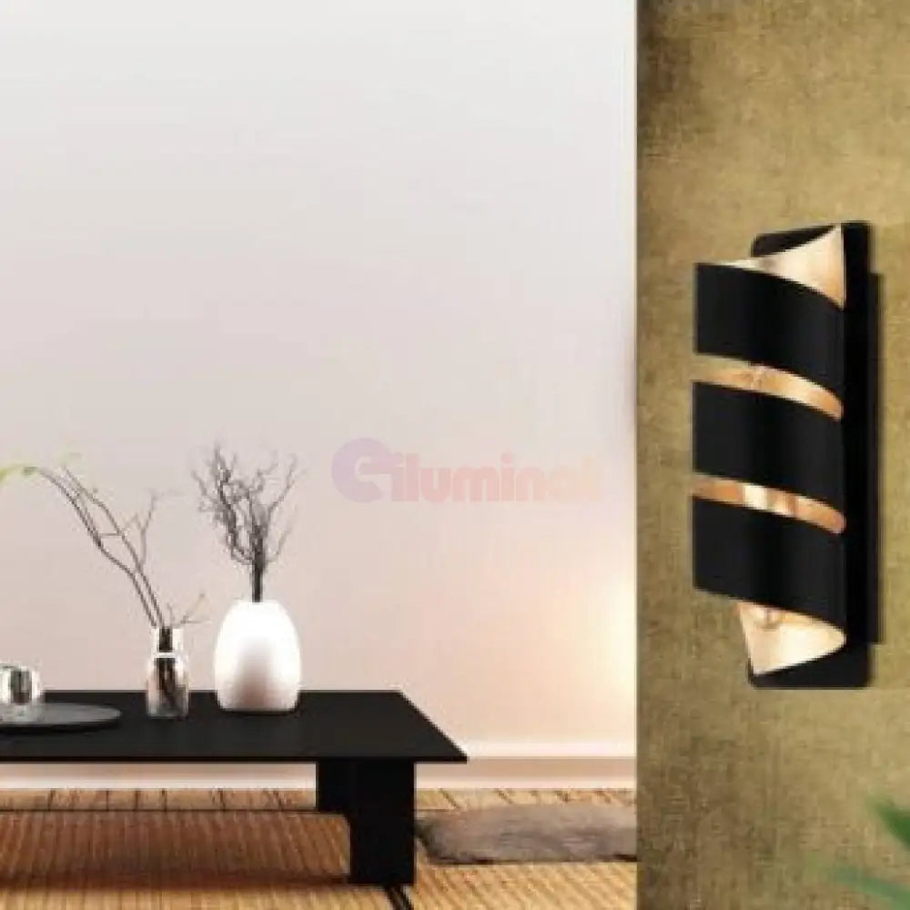 Aplica LED 40W ELIZONDO NEGRU + AURIU NEGRU + AURIU / APLICA PERETE / MINIMALIST DESIGN Wall Light Fixtures