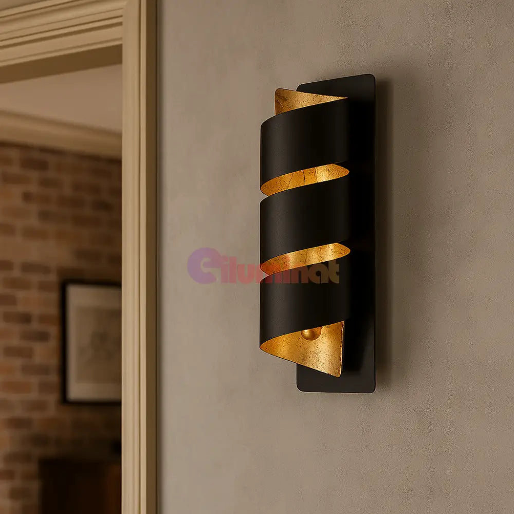 Aplica LED 40W ELIZONDO NEGRU + AURIU NEGRU + AURIU / APLICA PERETE / MINIMALIST DESIGN Wall Light Fixtures