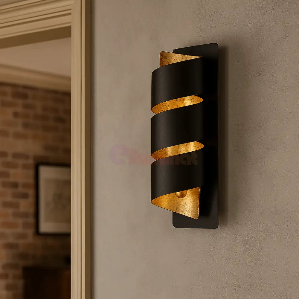 Aplica LED 40W ELIZONDO NEGRU + AURIU NEGRU + AURIU / APLICA PERETE / MINIMALIST DESIGN Wall Light Fixtures