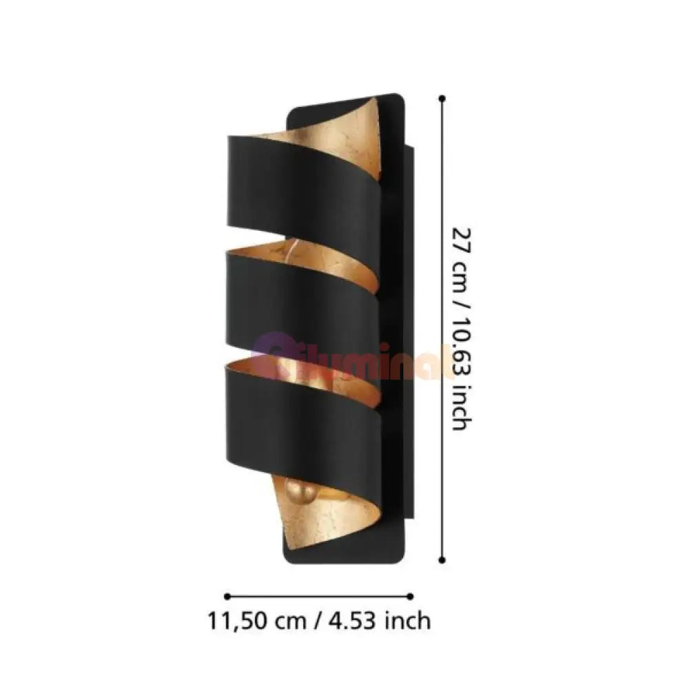 Aplica LED 40W ELIZONDO NEGRU + AURIU NEGRU + AURIU / APLICA PERETE / MINIMALIST DESIGN Wall Light Fixtures