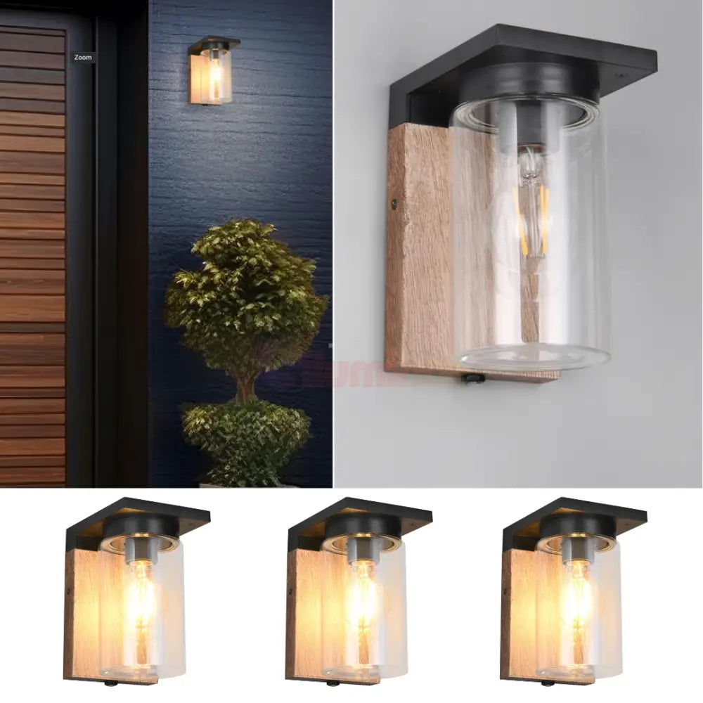 Aplica Exterior 1x27 cu Senzor Finisaj Tip Lemn APLICA PERETE / MARO Wall Light Fixtures