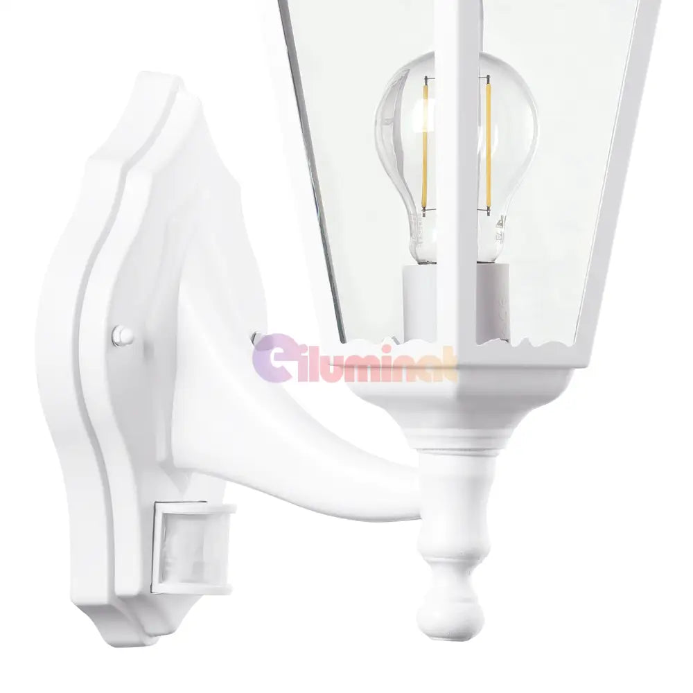 Aplica Exterior Tip Felinar cu Senzor NAVEDO White ALBA / APLICA PERETE Wall Light Fixtures