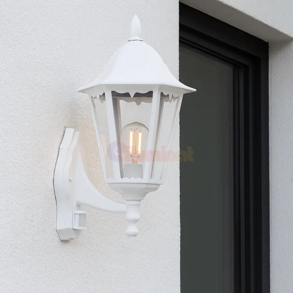 Aplica Exterior Tip Felinar cu Senzor NAVEDO White ALBA / APLICA PERETE Wall Light Fixtures