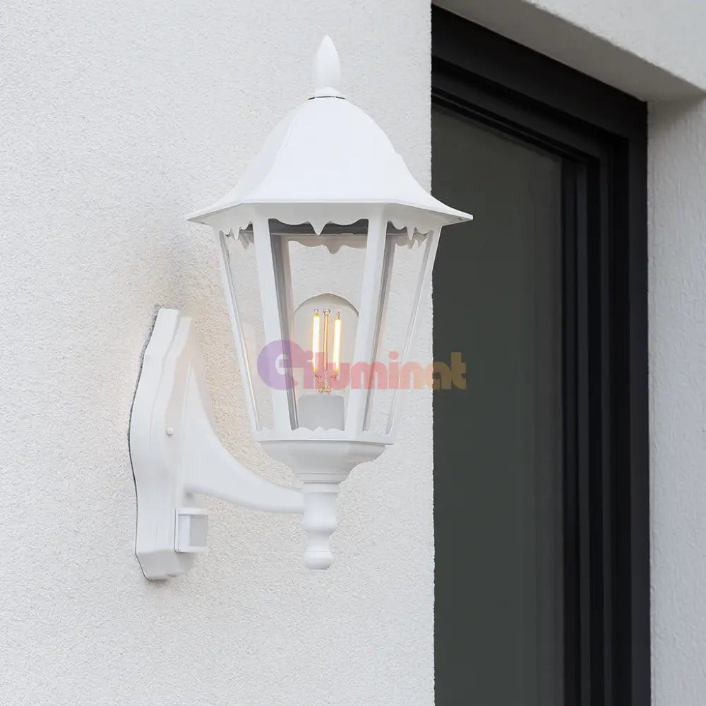 Aplica Exterior Tip Felinar cu Senzor NAVEDO White ALBA / APLICA PERETE Wall Light Fixtures