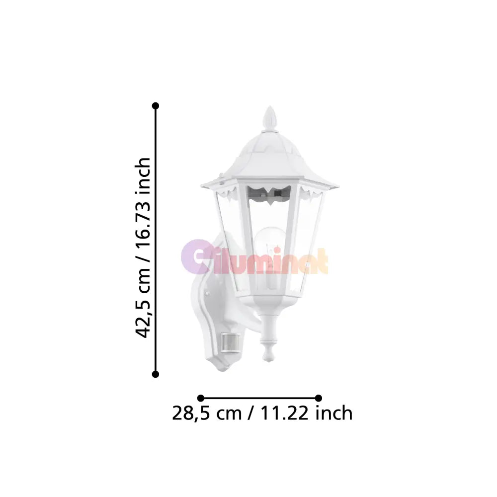 Aplica Exterior Tip Felinar cu Senzor NAVEDO White ALBA / APLICA PERETE Wall Light Fixtures