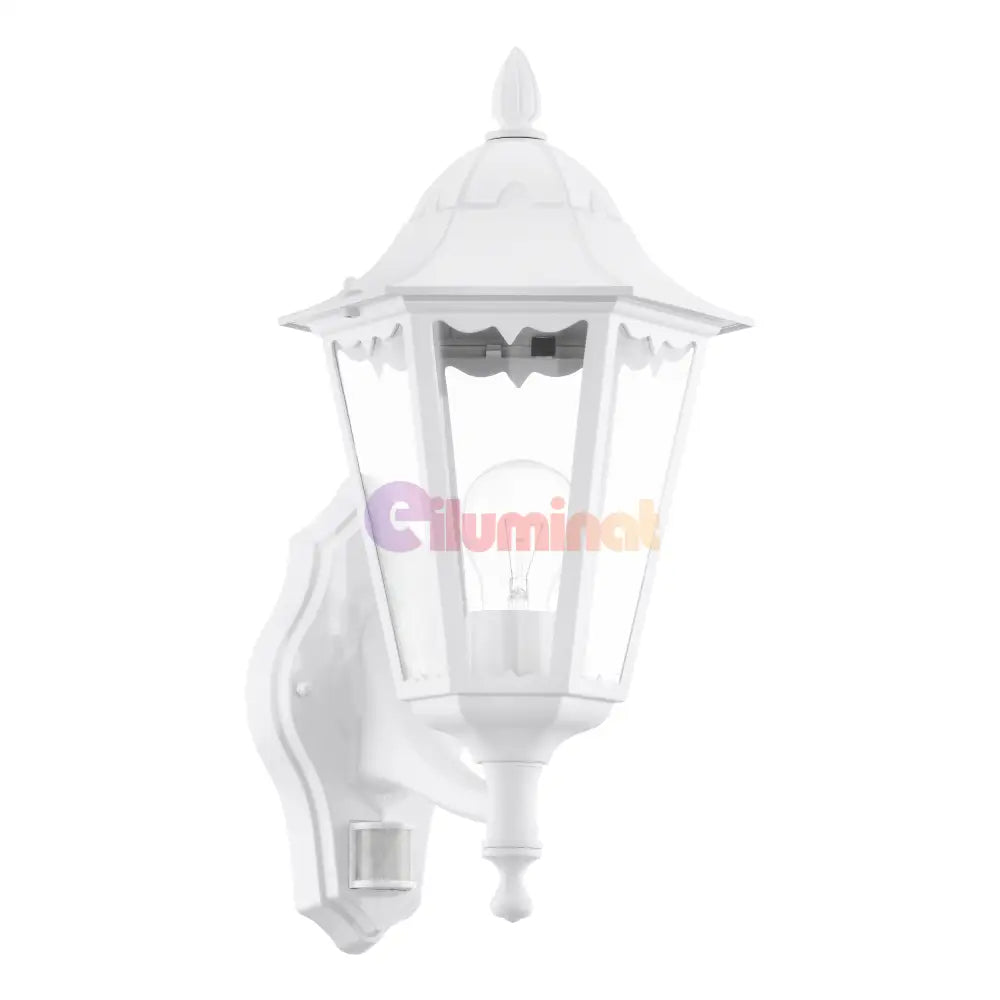 Aplica Exterior Tip Felinar cu Senzor NAVEDO White ALBA / APLICA PERETE Wall Light Fixtures