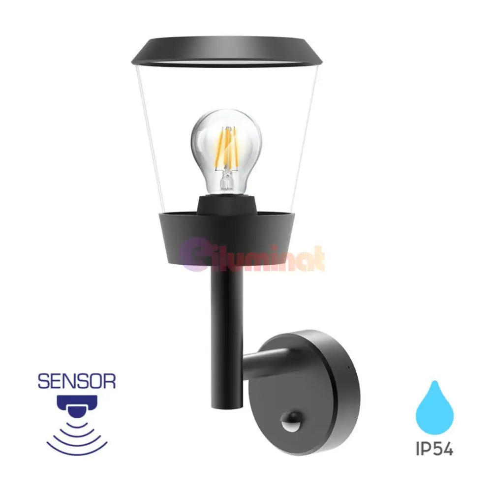 Aplica Felinar PARIS cu Senzor NEAGRA Wall Light Fixtures