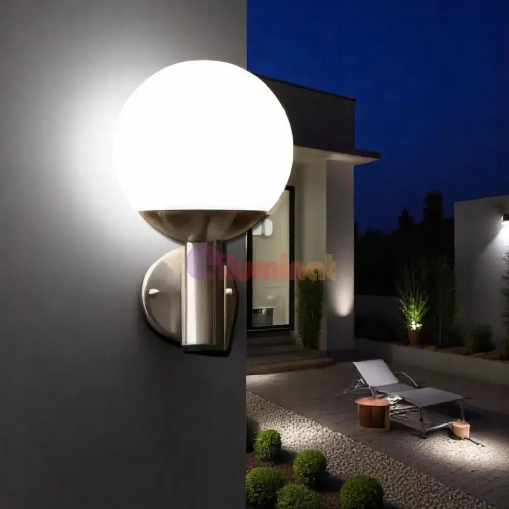 Aplica Inox De Exterior NISIA-Z LED E27 9W IP44 900265 APLICA PERETE / ARGINTIE Lighting Fixtures