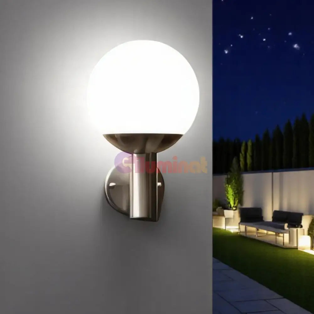 Aplica Inox De Exterior NISIA-Z LED E27 9W IP44 900265 APLICA PERETE / ARGINTIE Lighting Fixtures