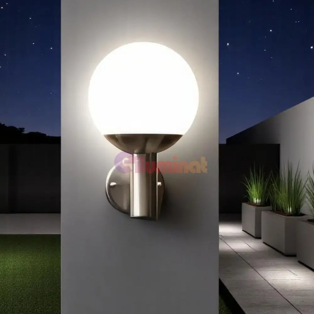 Aplica Inox De Exterior NISIA-Z LED E27 9W IP44 900265 APLICA PERETE / ARGINTIE Lighting Fixtures