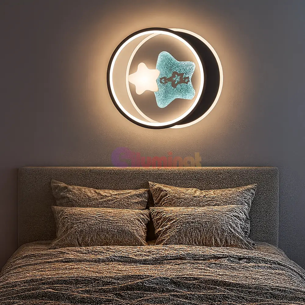 Aplica LED 102W Round STARS Echivalent 500W Telecomanda NEAGRA / APLICA PERETE / MINIMALIST DESIGN Wall Light Fixtures