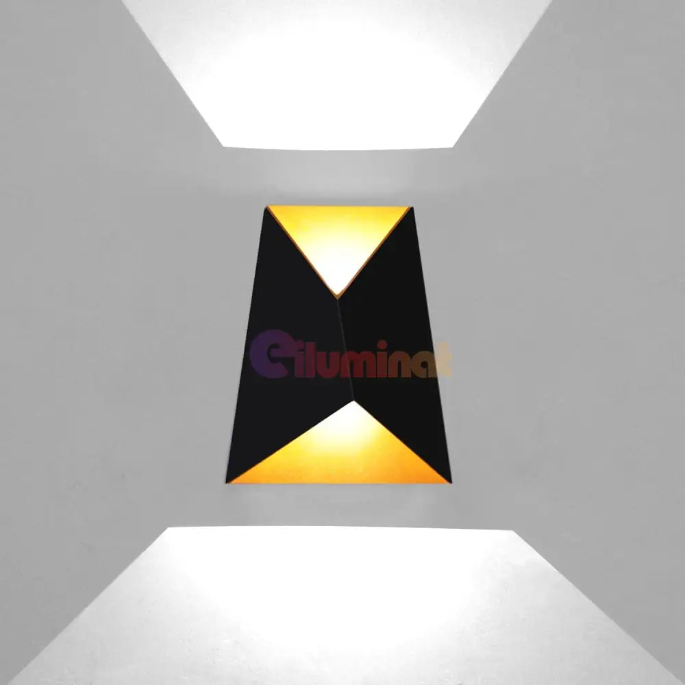 Aplica Led 10W Exterior Prisma Neagra Fy-666A/Bk + Gd Wall Light Fixtures