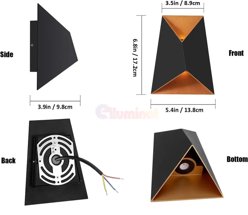 Aplica Led 10W Exterior Prisma Neagra Fy-666A/Bk + Gd Wall Light Fixtures