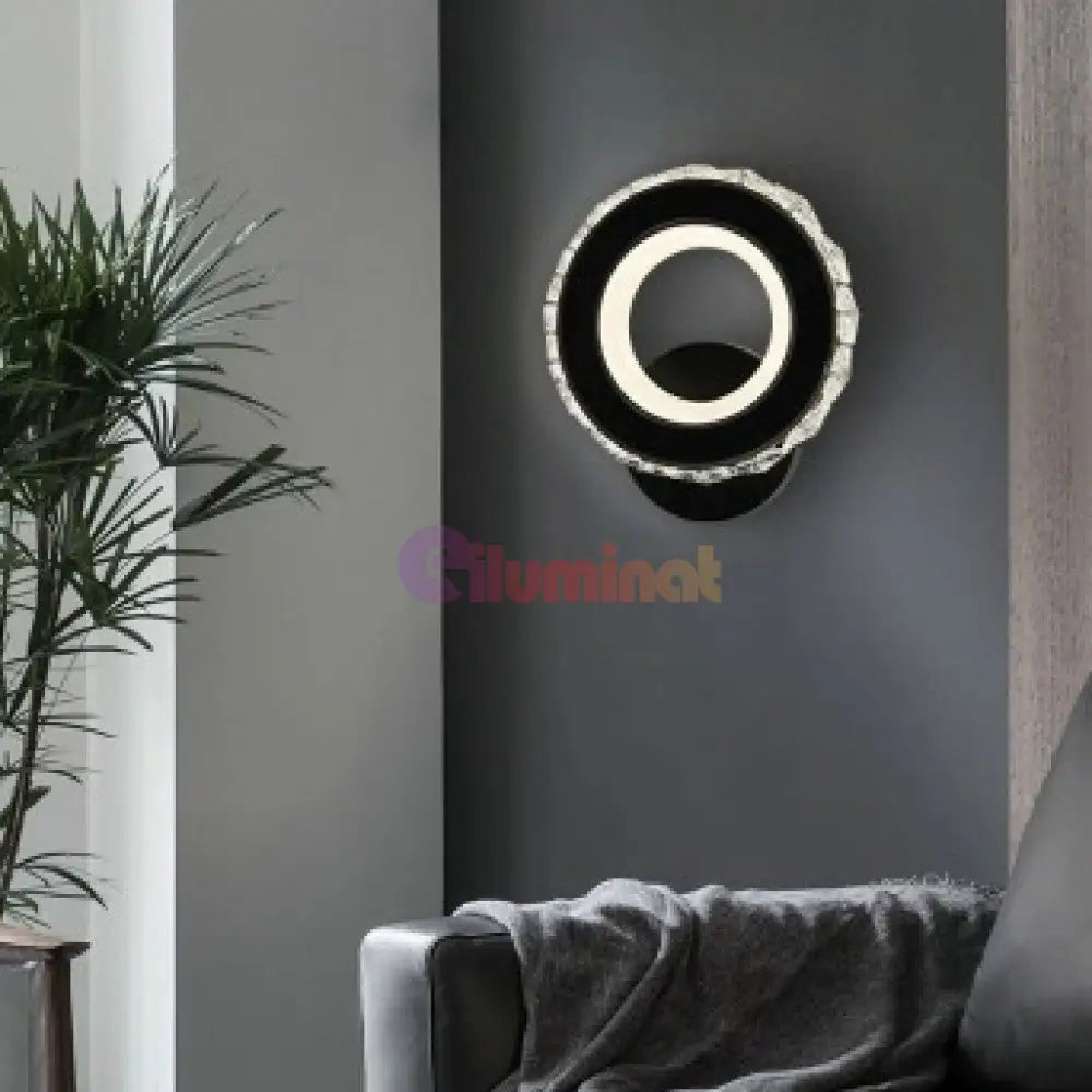 Aplica Led 18W Cristal Rotunda Black Cristal / Neagra Aplica Perete Wall Light Fixtures