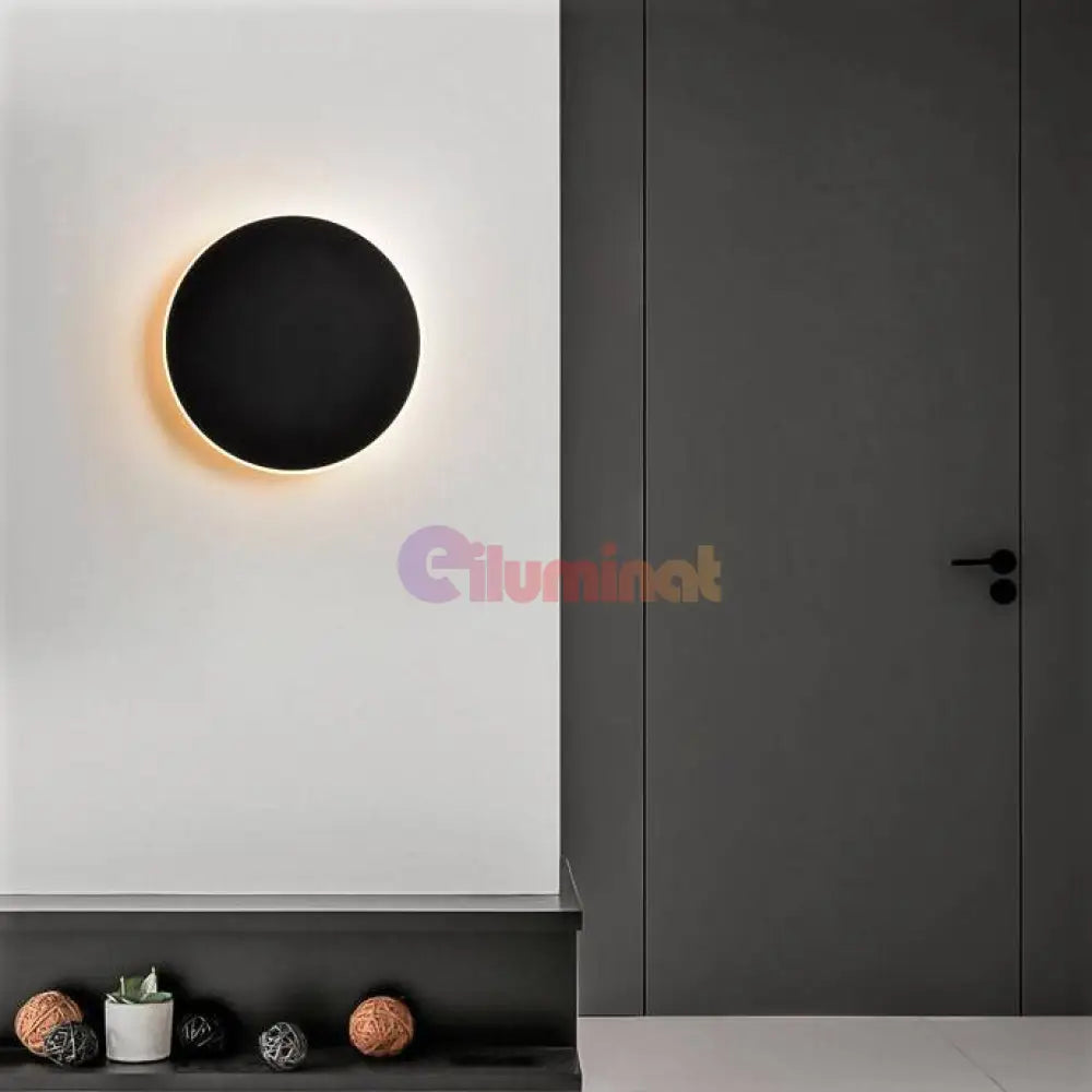 Aplica Led 22W 20Cm Rotunda Neagra Cu Control Tactil