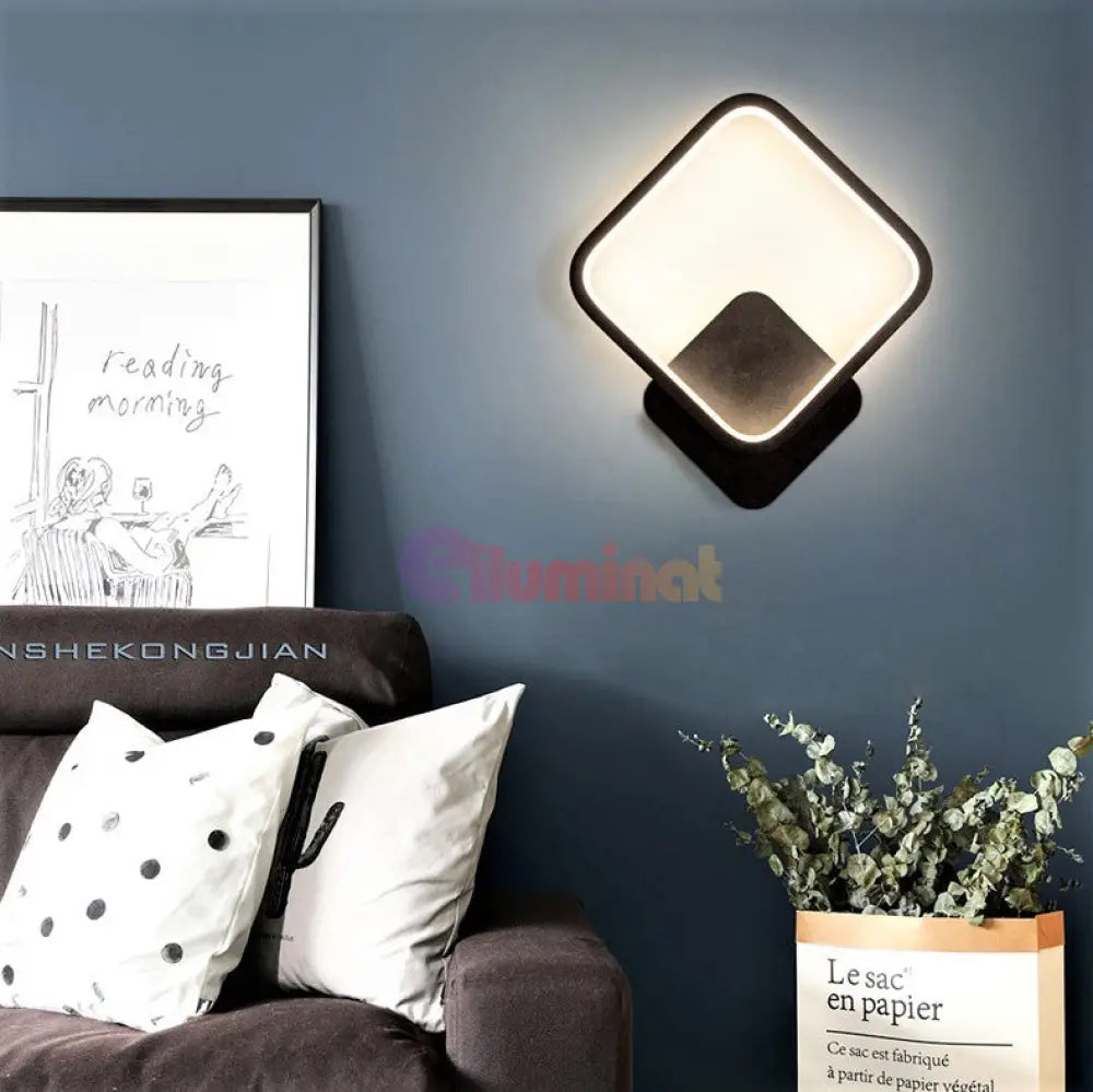 Aplica Led 28W Diamond Negru Slim 3 Functii Wall Light Fixtures