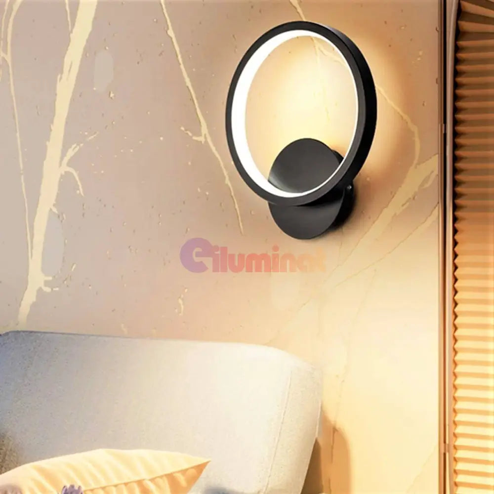 Aplica Led 28W Round Negru Slim 3 Functii Wall Light Fixtures