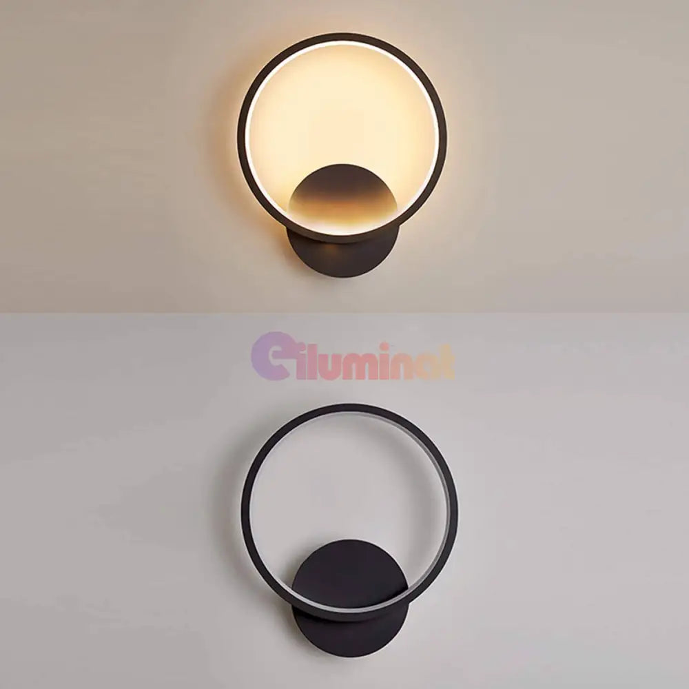 Aplica Led 28W Round Negru Slim 3 Functii Wall Light Fixtures