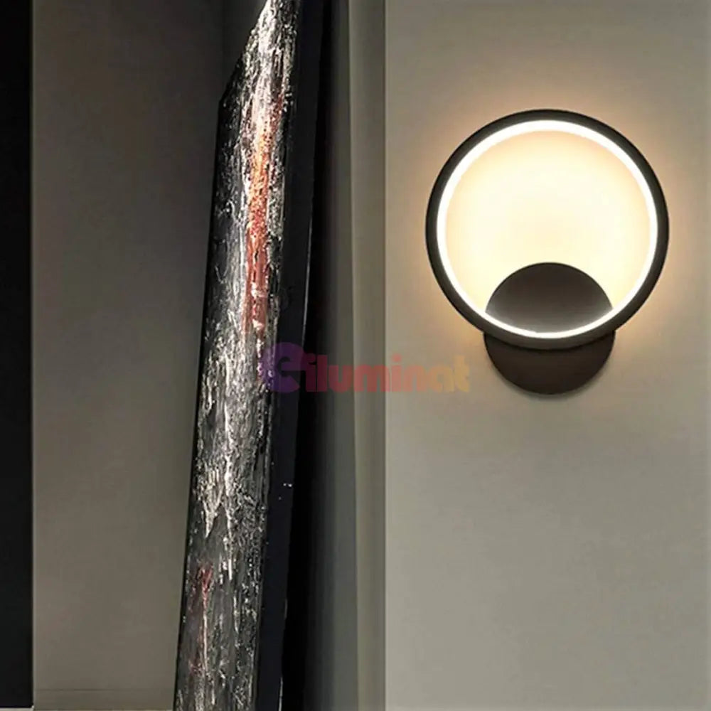 Aplica Led 28W Round Negru Slim 3 Functii Wall Light Fixtures