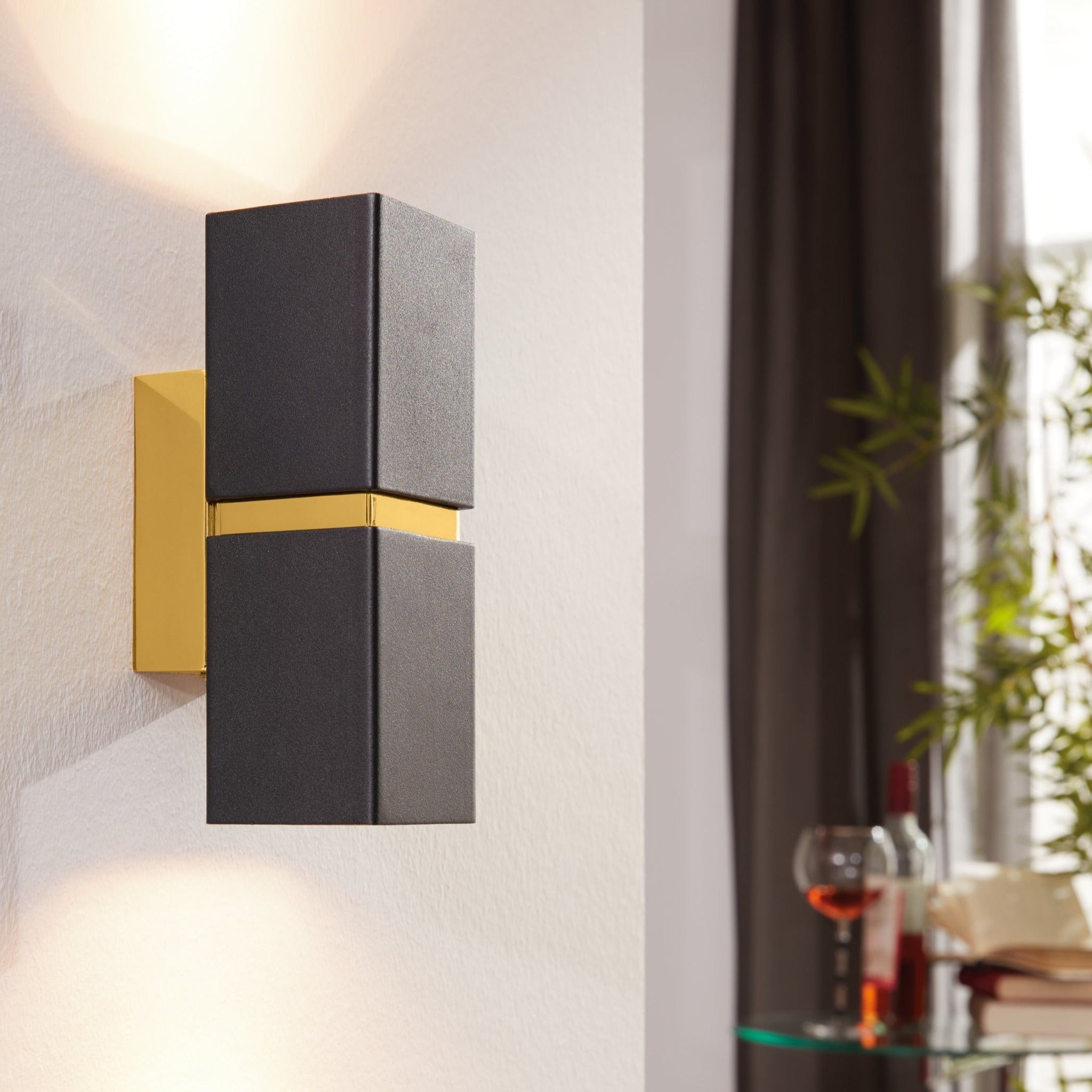 Aplica LED 2X2,8W PASSA EGLO NEGRU + AURIU 95373 NEGRU + AURIU / APLICA PERETE / MINIMALIST DESIGN Wall Light Fixtures