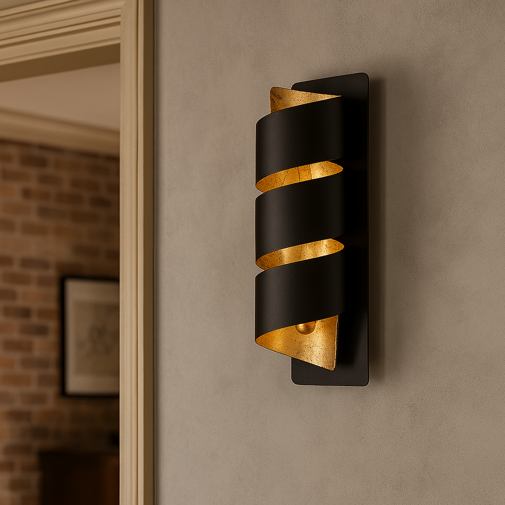 Aplica LED 40W ELIZONDO NEGRU + AURIU NEGRU + AURIU / APLICA PERETE / MINIMALIST DESIGN Wall Light Fixtures