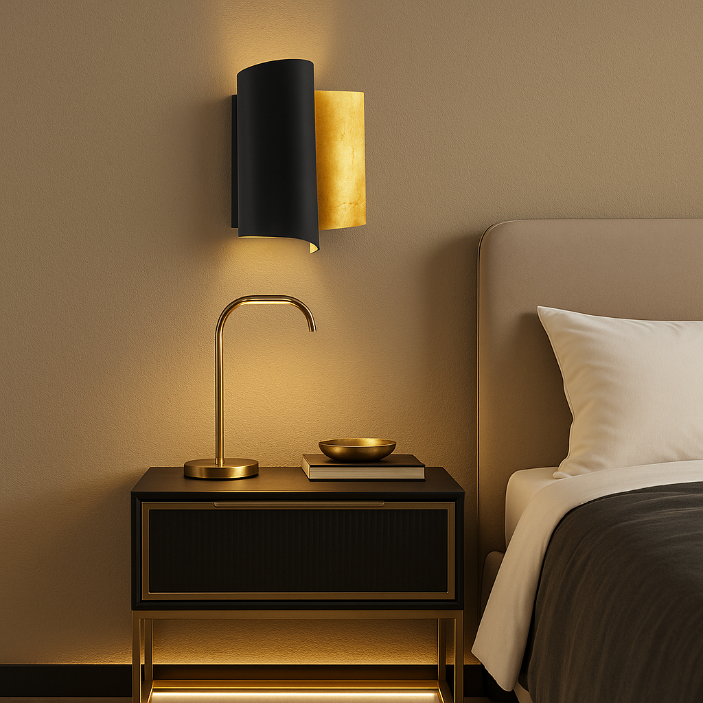 Aplica LED 40W FALICETTO GOLD & BLACK EGLO 98759 NEGRU + AURIU / APLICA PERETE / MINIMALIST DESIGN Wall Light Fixtures