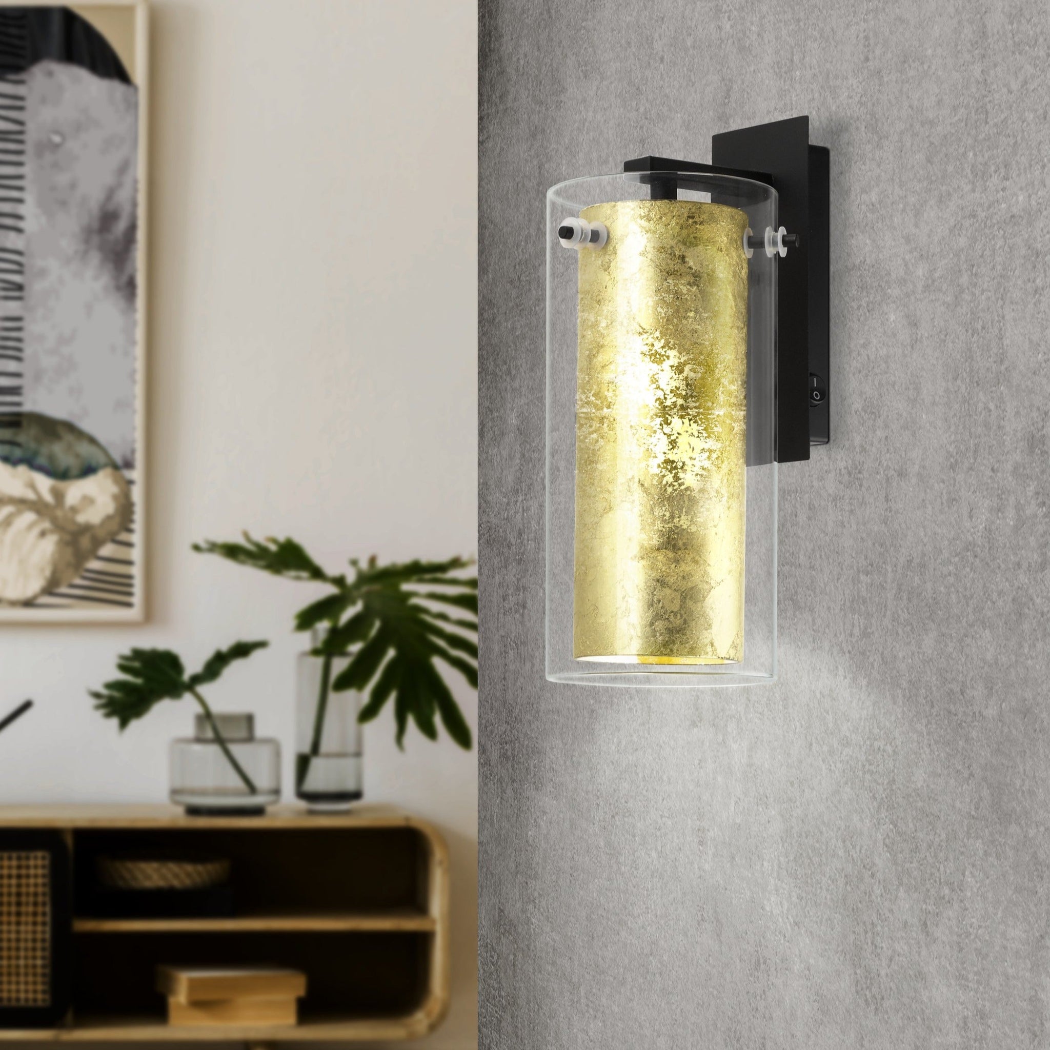 Aplica LED 40W PINTO GOLD EGLO 97839 NEGRU + AURIU / APLICA PERETE / MINIMALIST DESIGN Wall Light Fixtures