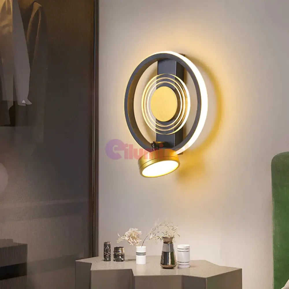 Aplica Led 40W Ring Negru + Auriu Wall Light Fixtures