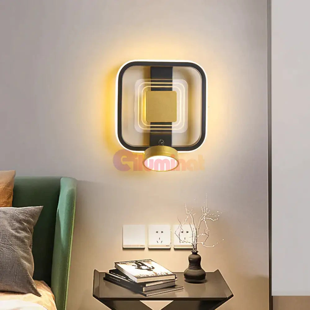 Aplica Led 40W Square Negru + Auriu Wall Light Fixtures