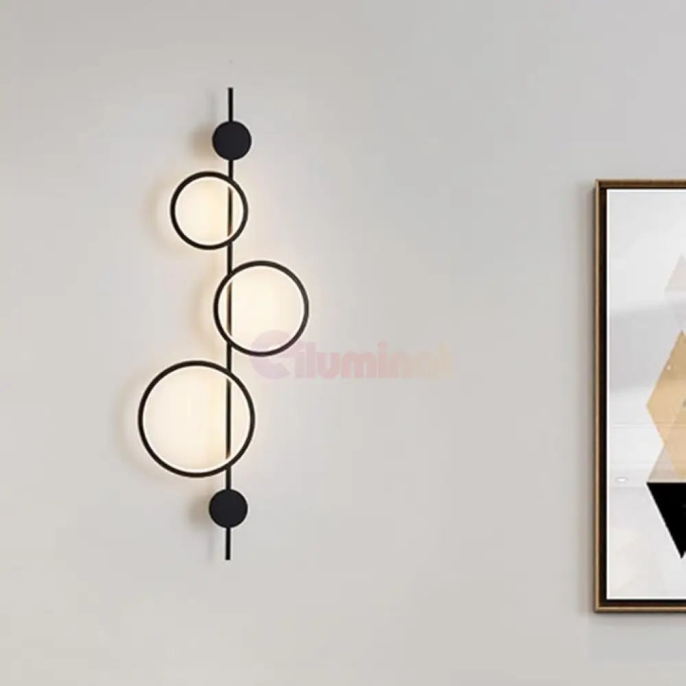 Aplica LED 40W TRIPLE ROUND BLACK 3 Functii APLICA PERETE / CIRCLE DESIGN / NEAGRA Wall Light Fixtures